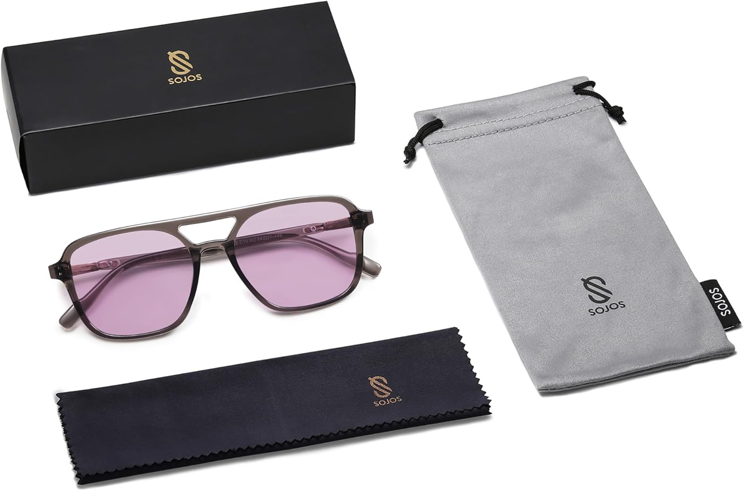 SOJOS Retro Aviator Sunglasses for Women Men,Trendy Rectangle Womens Mens Shades Sun Glasses SJ2202