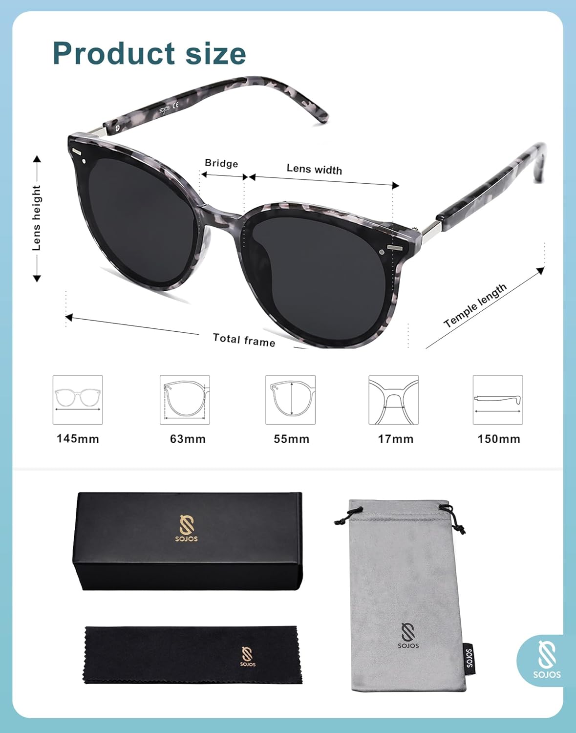 SOJOS Sunglasses Womens Trendy 2025 Classic Round Retro Vintage Shades Large Frame Sunnies SJ2067