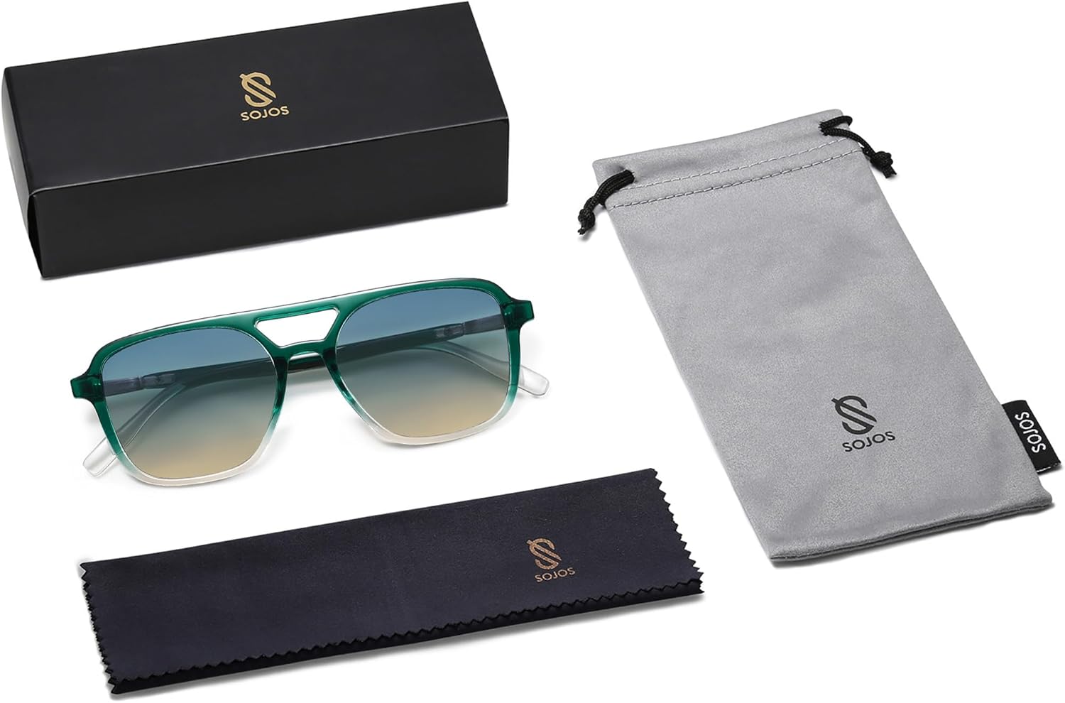 SOJOS Retro Aviator Sunglasses for Women Men,Trendy Rectangle Womens Mens Shades Sun Glasses SJ2202