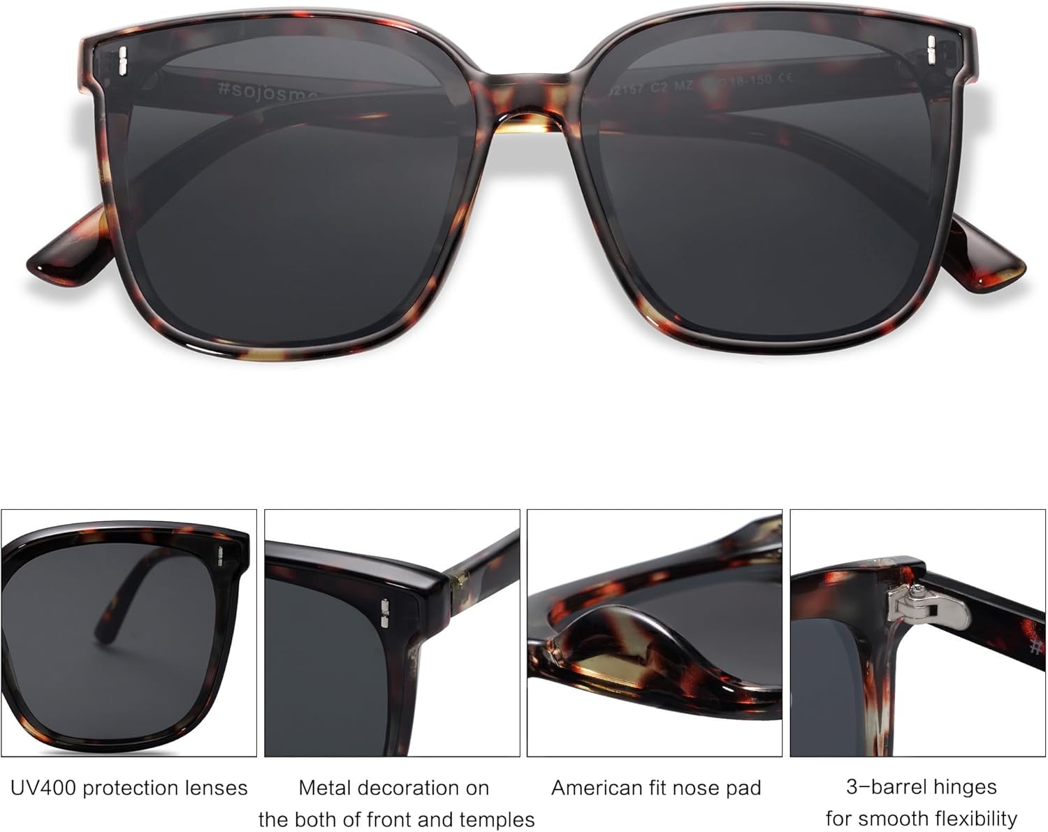 SOJOS Trendy Oversized Sunglasses for Women and Men