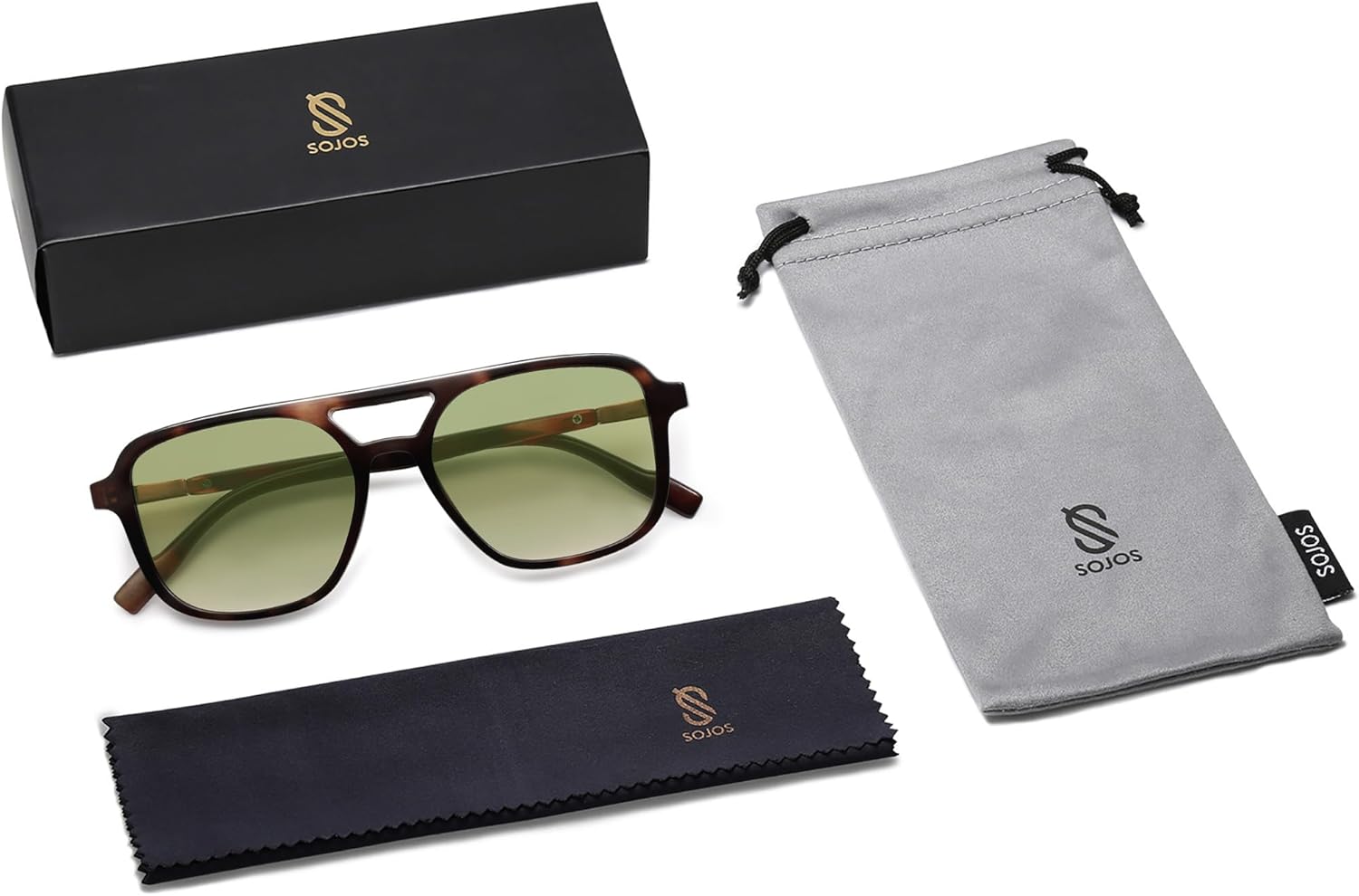 SOJOS Retro Aviator Sunglasses for Women Men,Trendy Rectangle Womens Mens Shades Sun Glasses SJ2202