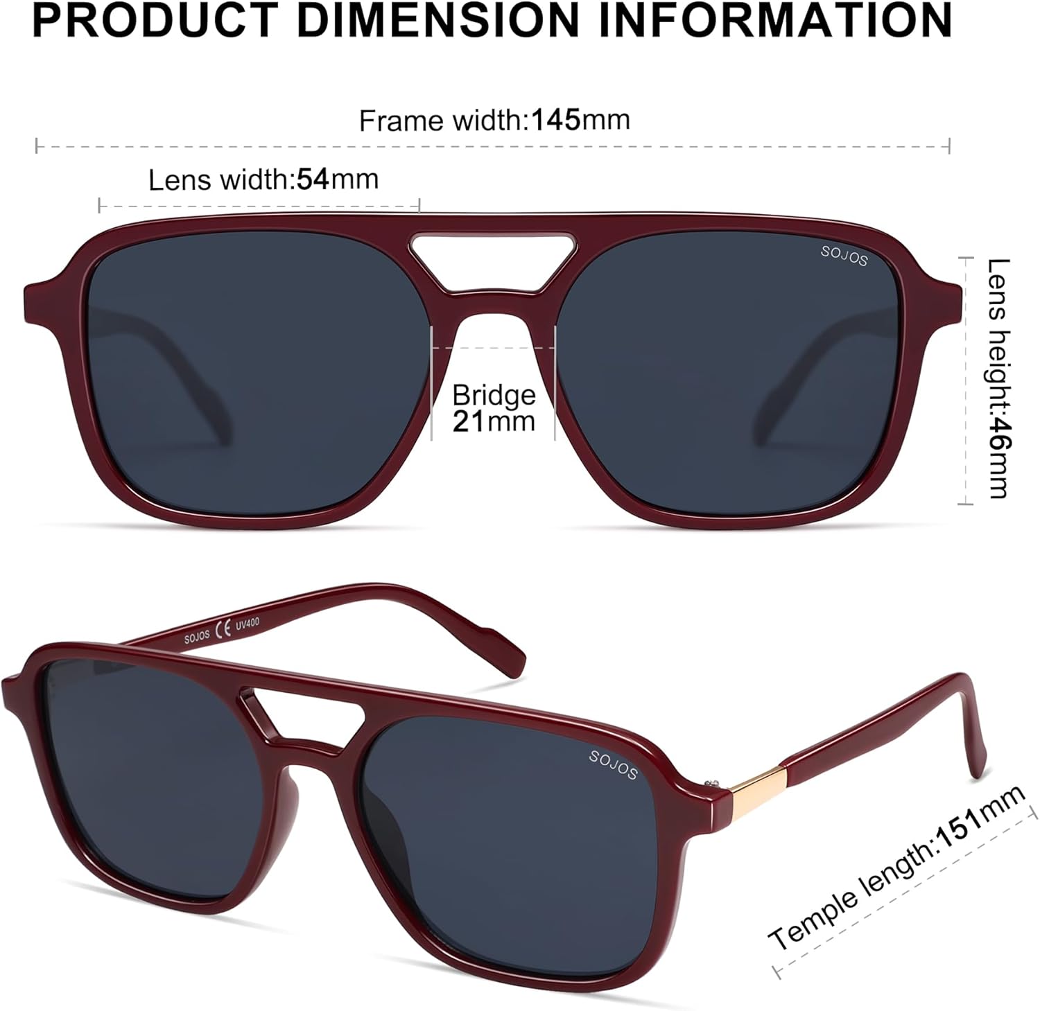 SOJOS Retro Aviator Sunglasses for Women Men,Trendy Rectangle Womens Mens Shades Sun Glasses SJ2202