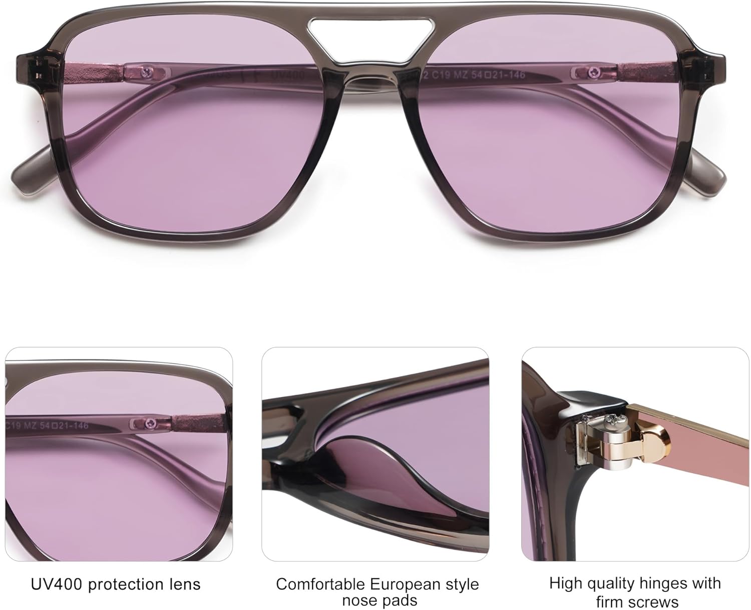 SOJOS Retro Aviator Sunglasses for Women Men,Trendy Rectangle Womens Mens Shades Sun Glasses SJ2202