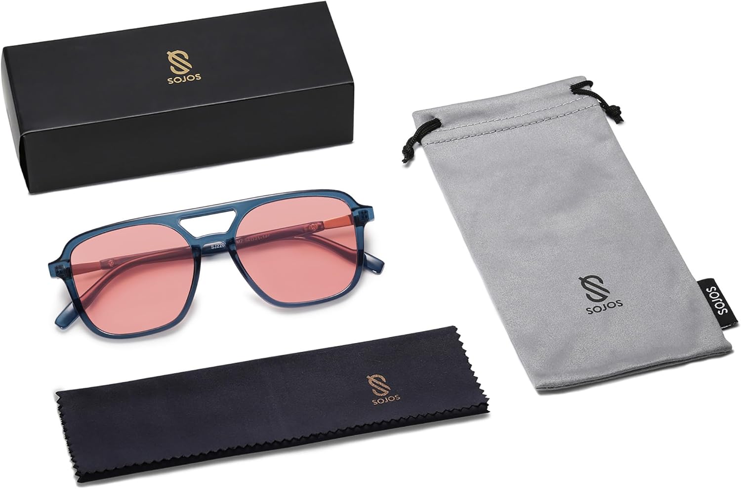 SOJOS Retro Aviator Sunglasses for Women Men,Trendy Rectangle Womens Mens Shades Sun Glasses SJ2202