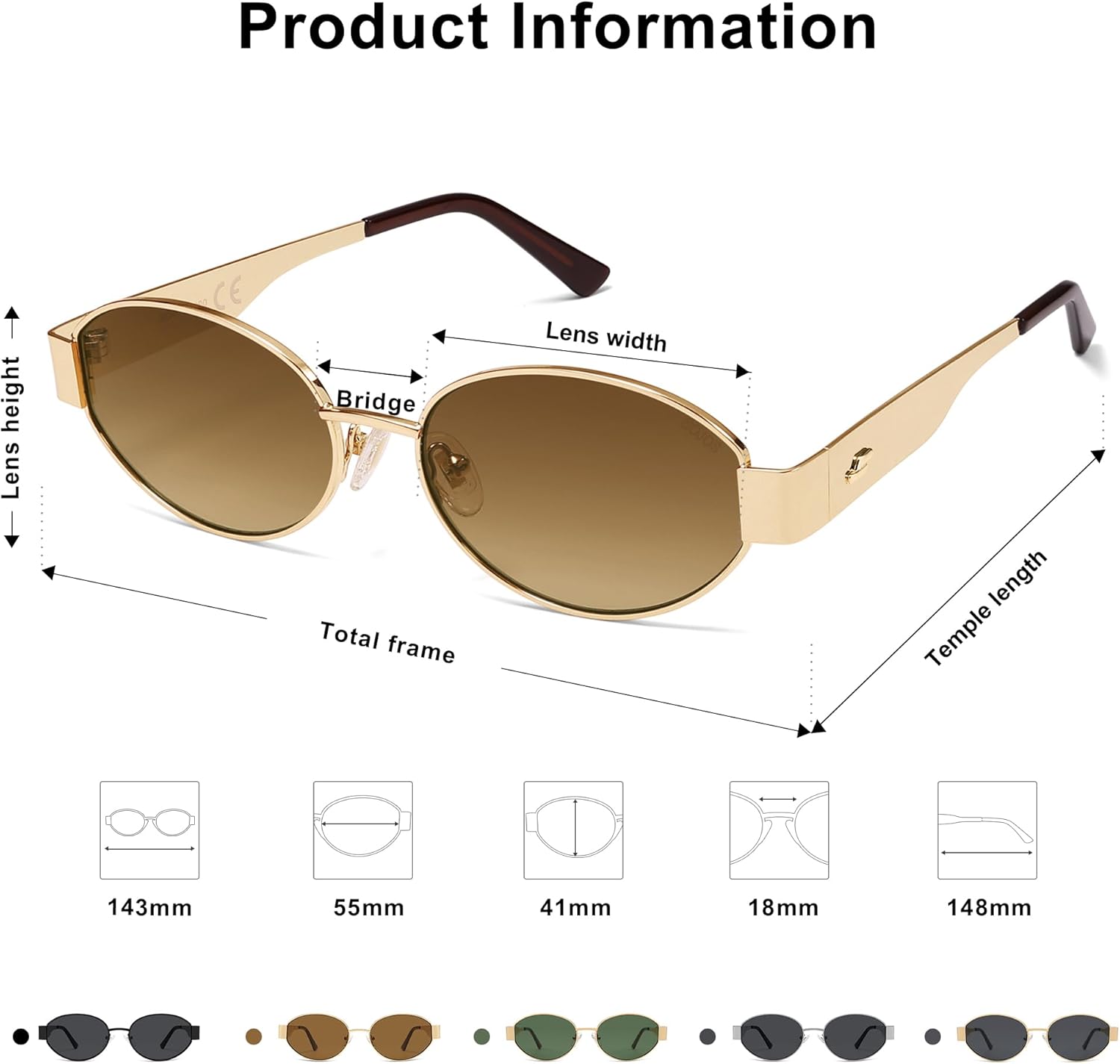 SOJOS Retro Oval Sunglasses for Women Trendy Classic Shades UV400 Protection