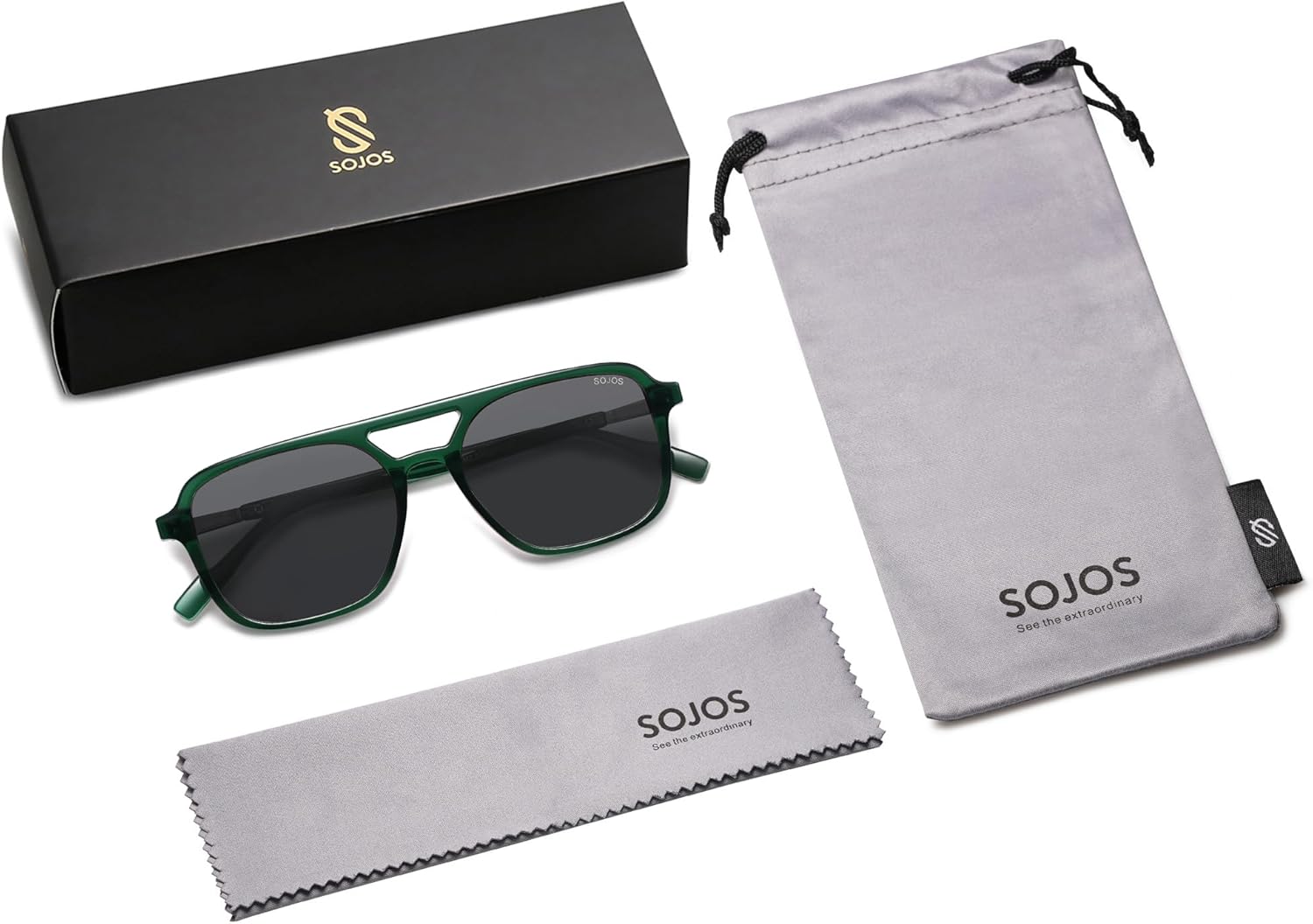 SOJOS Retro Aviator Sunglasses for Women Men,Trendy Rectangle Womens Mens Shades Sun Glasses SJ2202