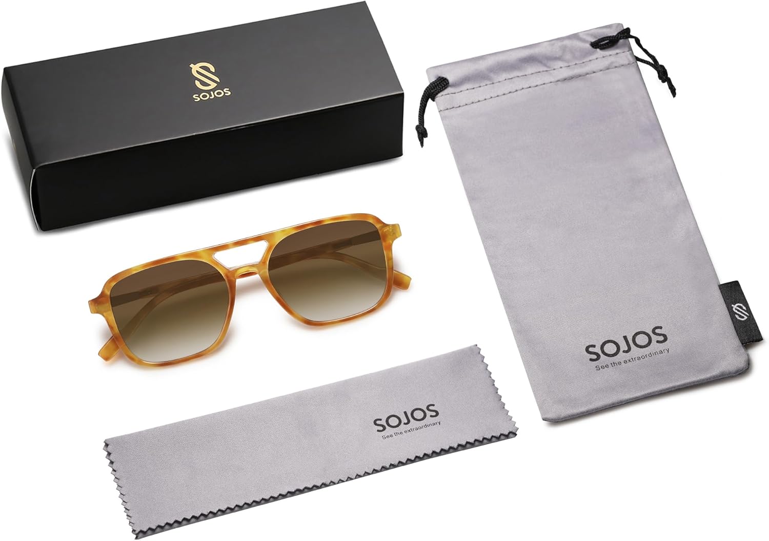 SOJOS Retro Aviator Sunglasses for Women Men,Trendy Rectangle Womens Mens Shades Sun Glasses SJ2202
