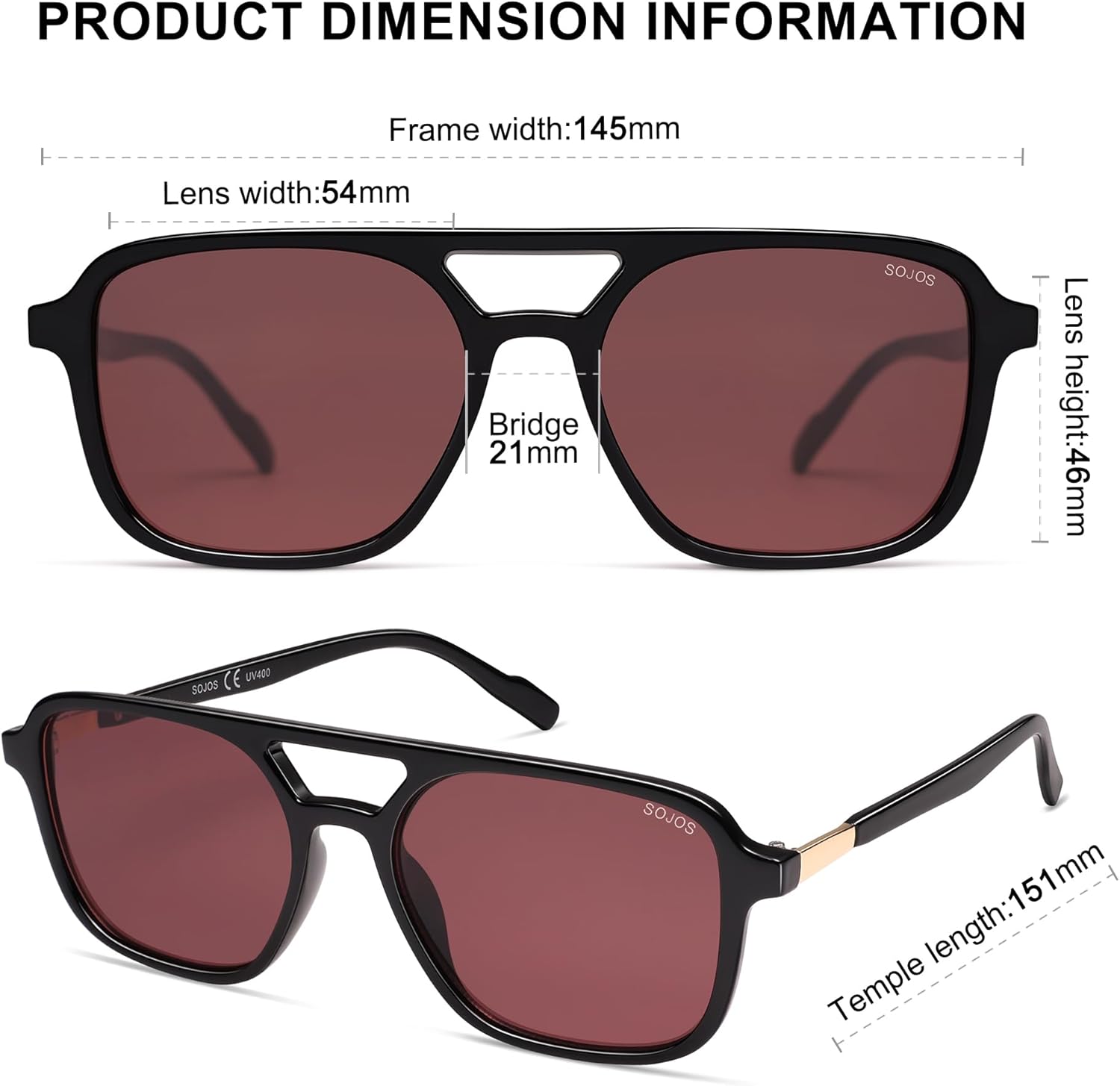 SOJOS Retro Aviator Sunglasses for Women Men,Trendy Rectangle Womens Mens Shades Sun Glasses SJ2202