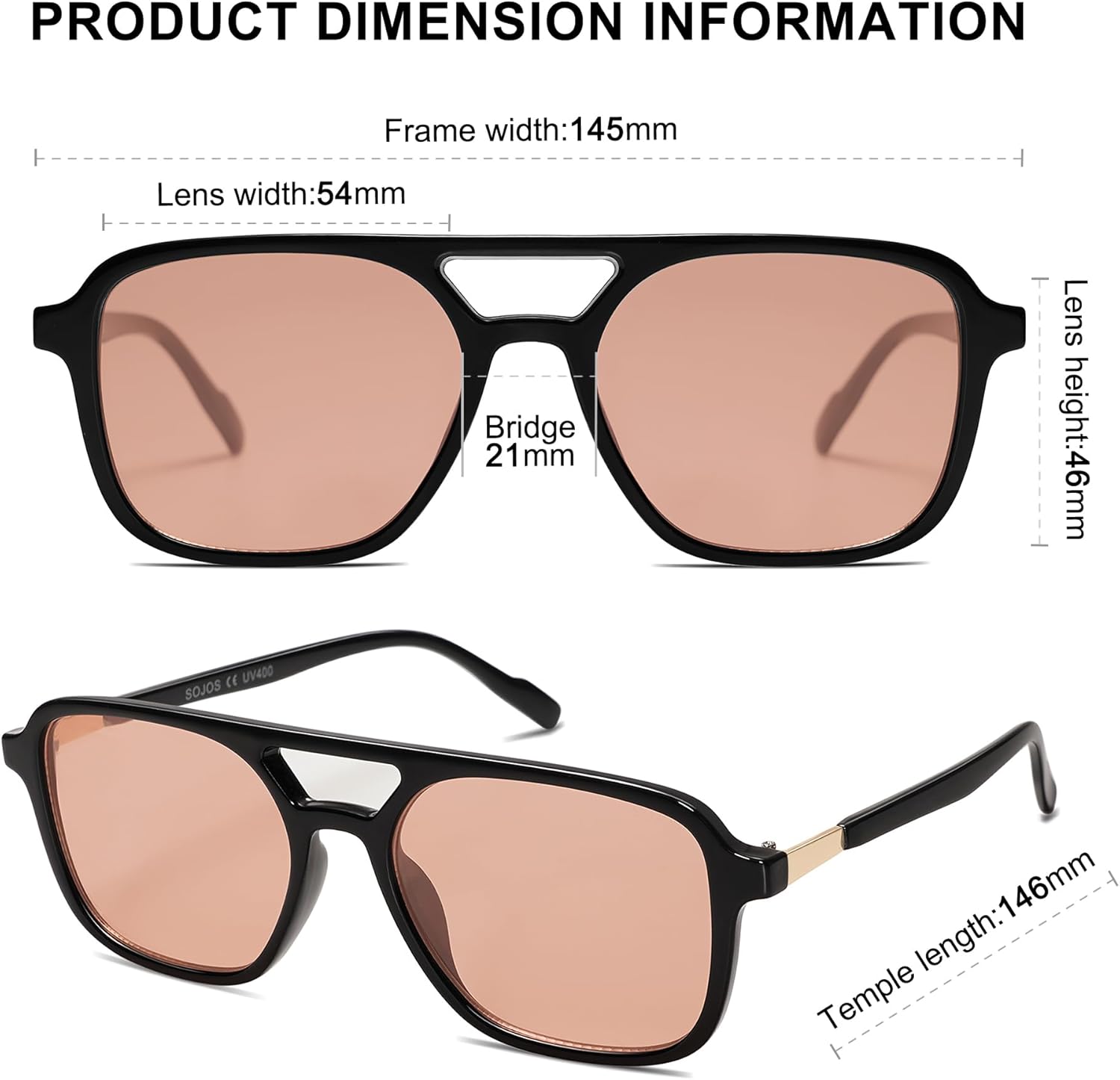 SOJOS Retro Aviator Sunglasses for Women Men,Trendy Rectangle Womens Mens Shades Sun Glasses SJ2202