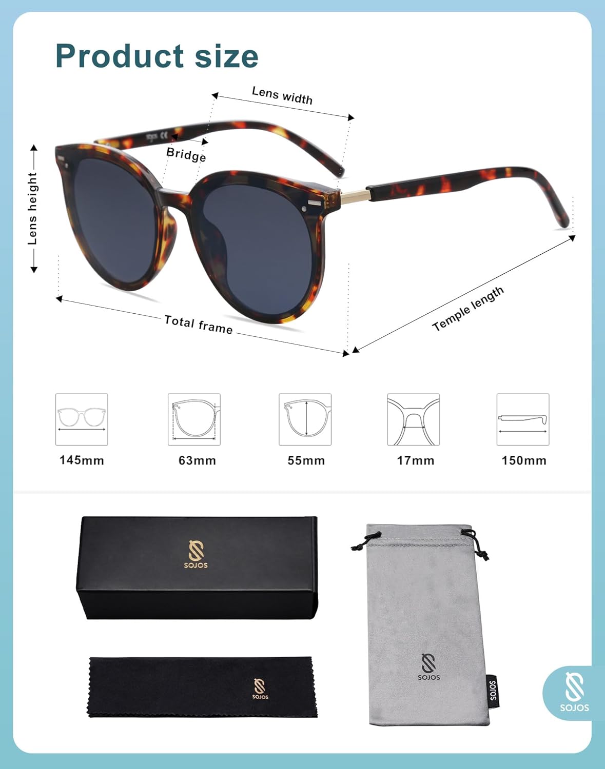 SOJOS Sunglasses Womens Trendy 2025 Classic Round Retro Vintage Shades Large Frame Sunnies SJ2067