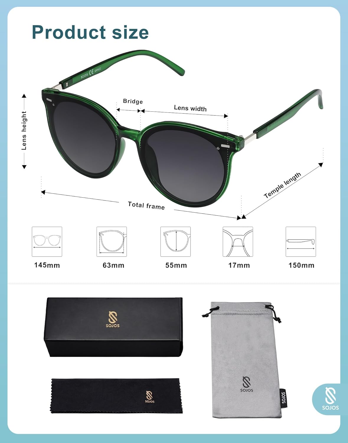 SOJOS Sunglasses Womens Trendy 2025 Classic Round Retro Vintage Shades Large Frame Sunnies SJ2067