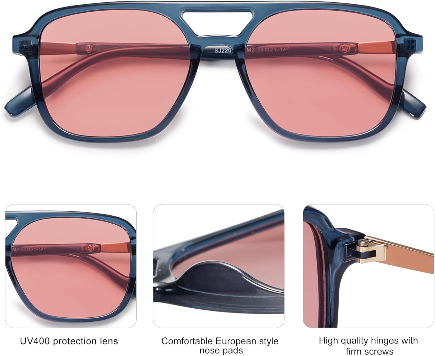 SOJOS Retro Aviator Sunglasses for Women Men,Trendy Rectangle Womens Mens Shades Sun Glasses SJ2202