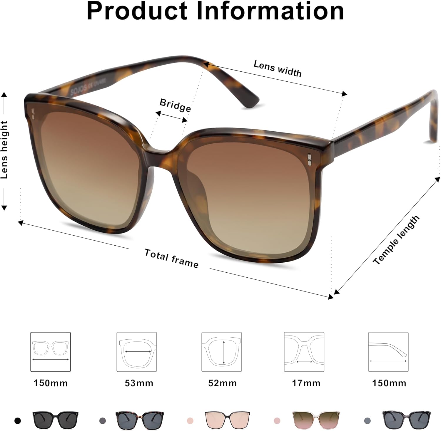 SOJOS Trendy Oversized Sunglasses for Women and Men