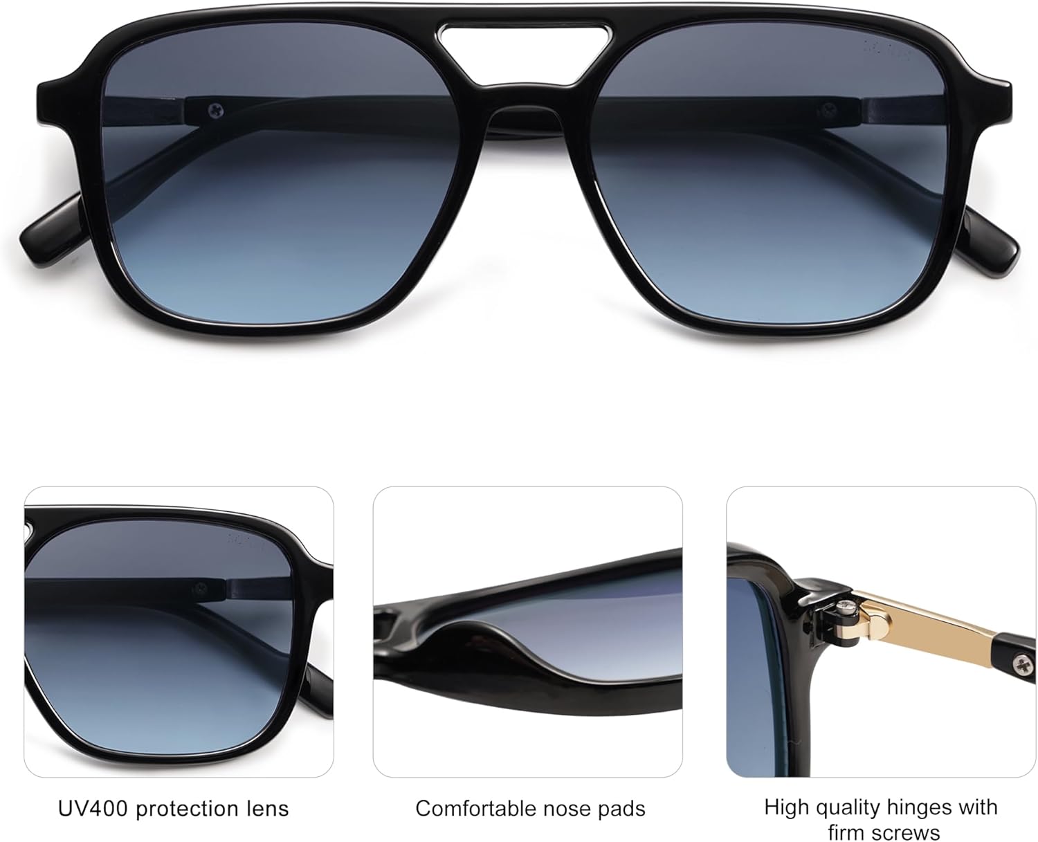 SOJOS Retro Aviator Sunglasses for Women Men,Trendy Rectangle Womens Mens Shades Sun Glasses SJ2202