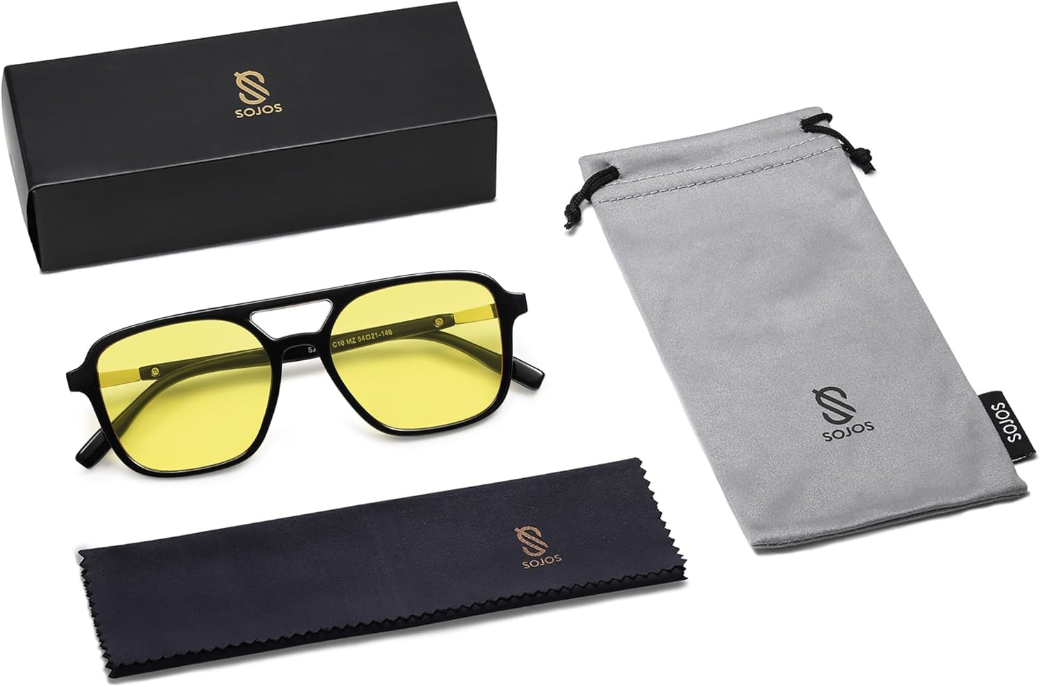 SOJOS Retro Aviator Sunglasses for Women Men,Trendy Rectangle Womens Mens Shades Sun Glasses SJ2202