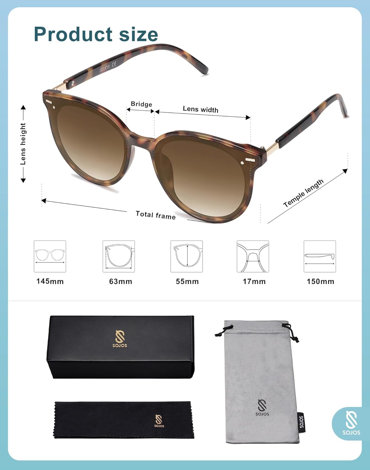 SOJOS Sunglasses Womens Trendy 2025 Classic Round Retro Vintage Shades Large Frame Sunnies SJ2067