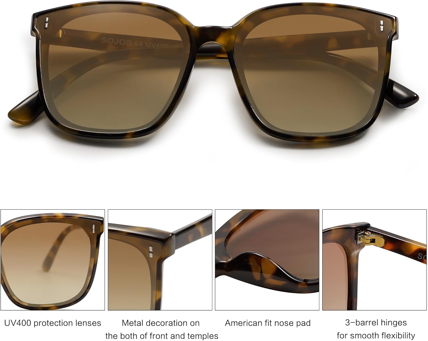 SOJOS Trendy Oversized Sunglasses for Women and Men