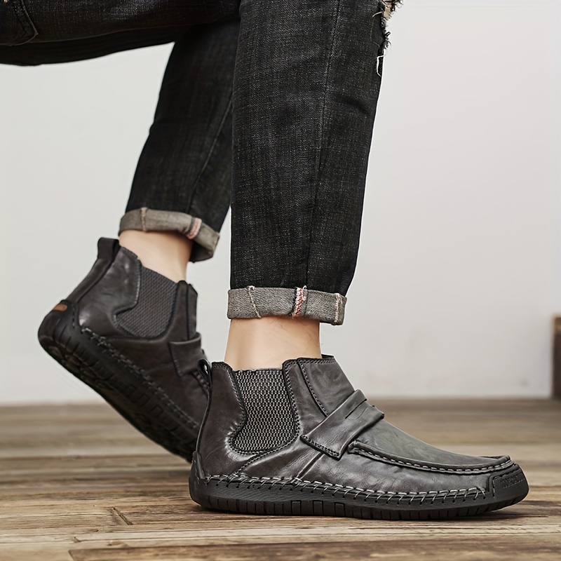Men's Chelsea Boots, Comfy Non Slip Boots Dress Boots Casual Ankle Boots High-top Slip On Dress Shoes