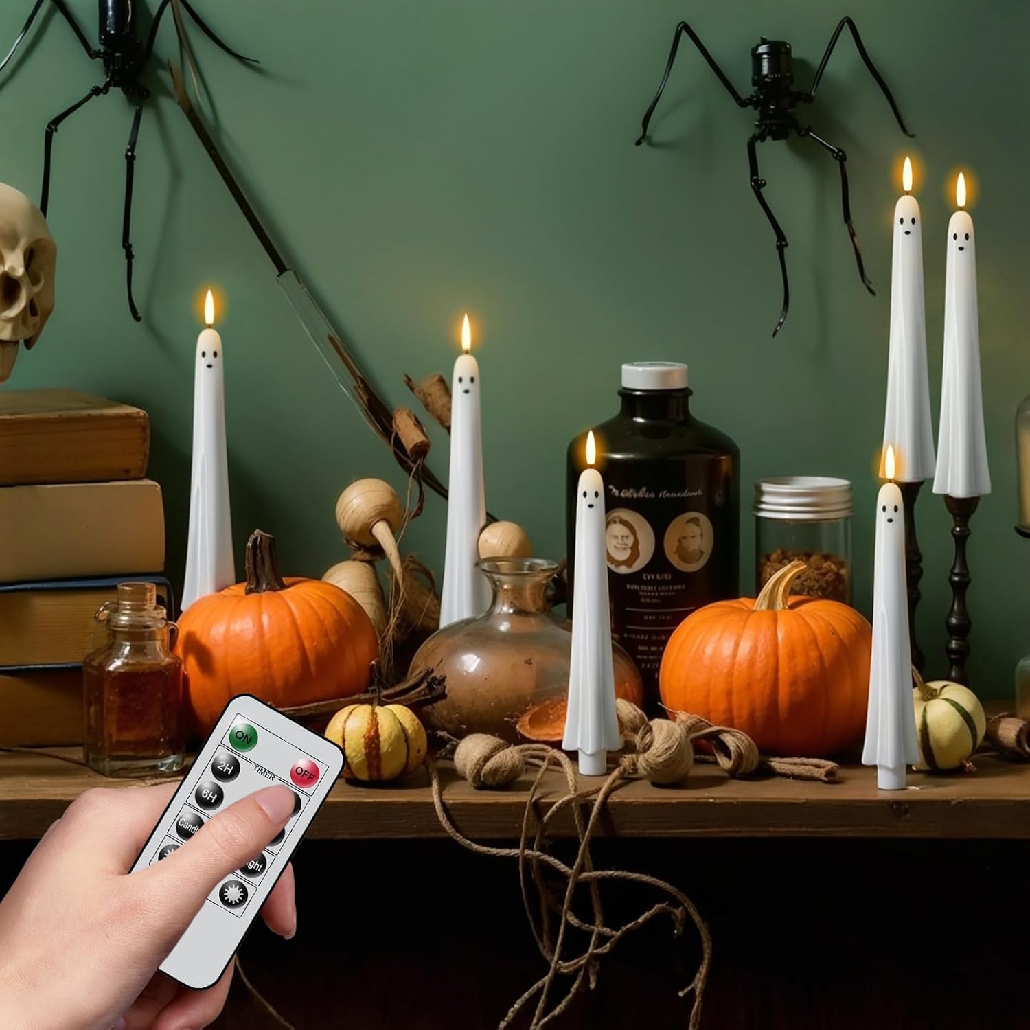 🏆50K+ SOLD! Almost Gone 👻Ghost Flameless Taper Candles with Remote and Timer