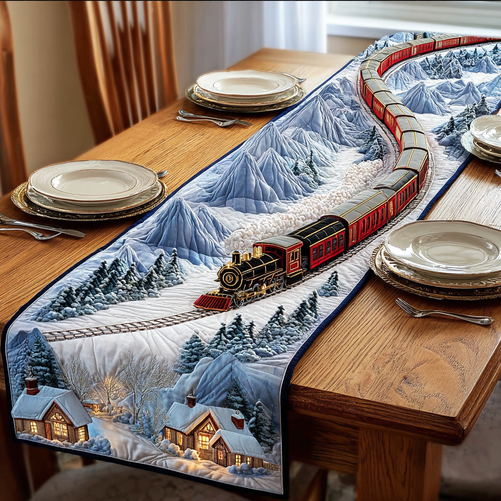 Silent Snow Lane Quilted Table Runner NCU0TD1709