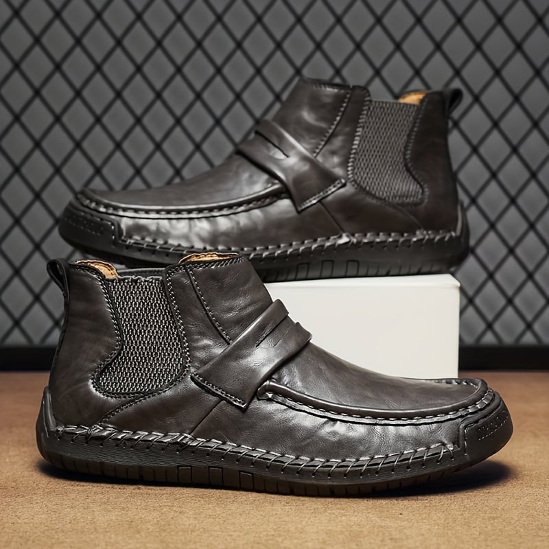 Men's Chelsea Boots, Comfy Non Slip Boots Dress Boots Casual Ankle Boots High-top Slip On Dress Shoes