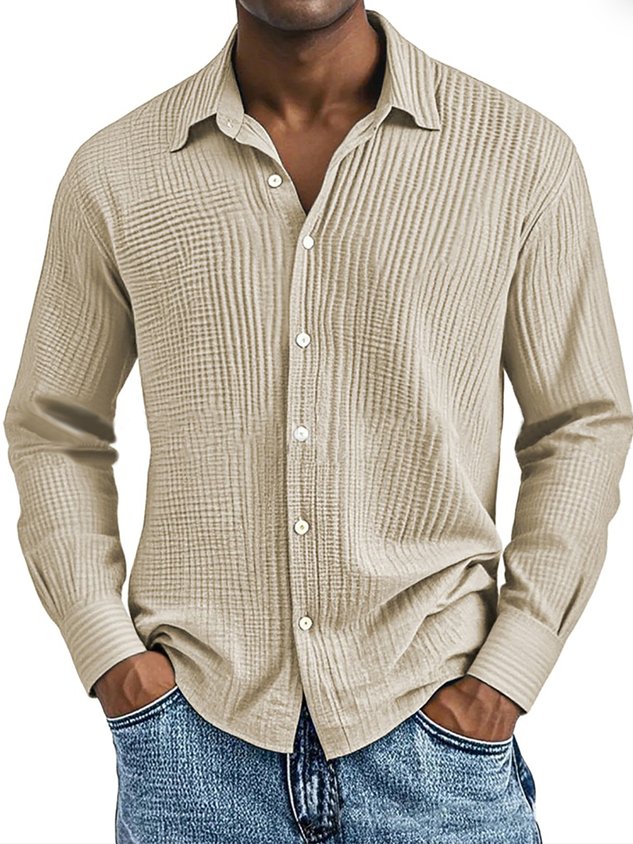 Findbestes® Basic Beach Vacation Casual Fashion Men's Long Sleeved Jacquard Shirt Breathable And Comfortable Hawaiian Camping Long Sleeved Shirt Big Tall