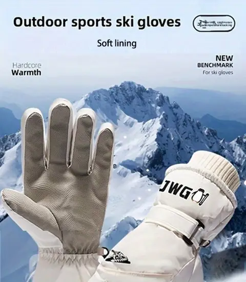 winter skihandschoenen voor heren, warme sneeuwhandschoenen, dik voor buitensporten,   tegen regen en sneeuw, gemakkelijk schoon te maken, hoogwaardige skispullen, pluche, koubestendig Productgegevens 1