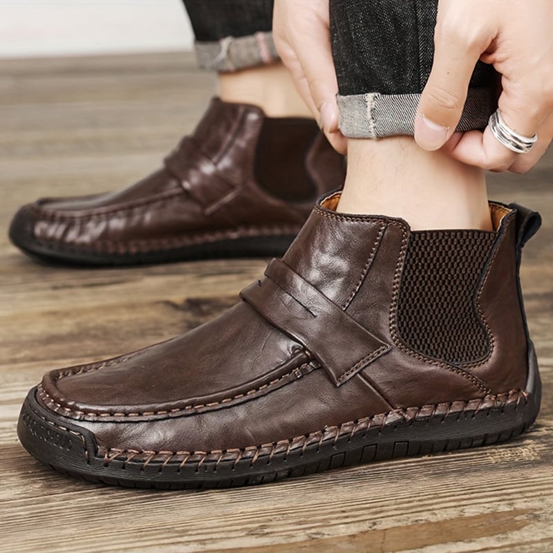 Men's Chelsea Boots, Comfy Non Slip Boots Dress Boots Casual Ankle Boots High-top Slip On Dress Shoes
