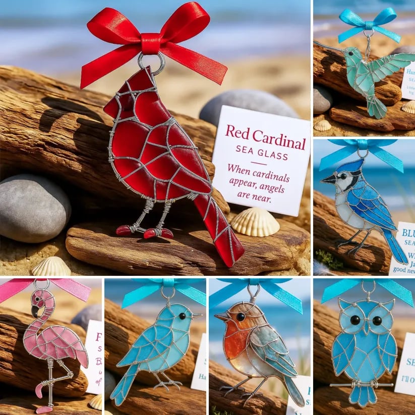 🔥LAST DAY 60% OFF🔥 Handmade Sea Glass Bird Ornament