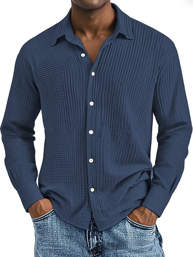 Findbestes® Basic Beach Vacation Casual Fashion Men's Long Sleeved Jacquard Shirt Breathable And Comfortable Hawaiian Camping Long Sleeved Shirt Big Tall