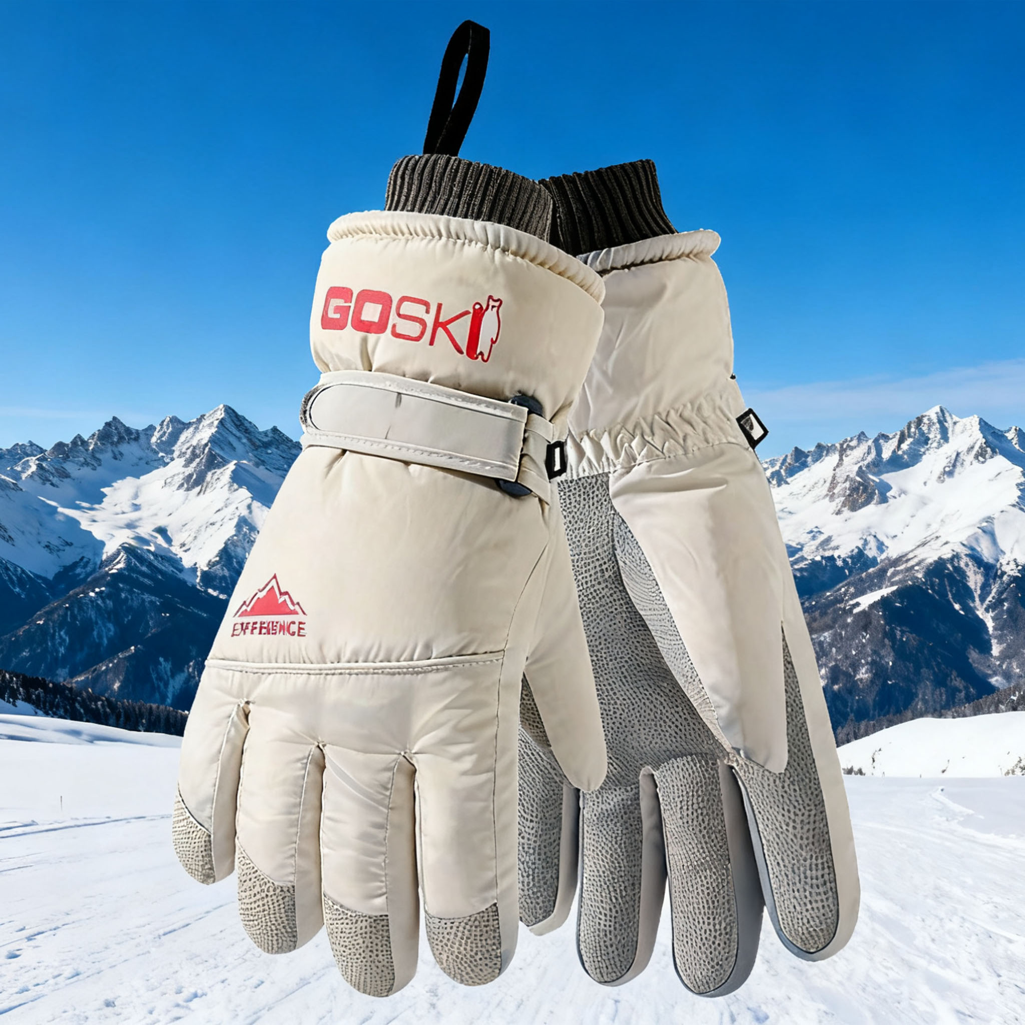 Winter skihandschoenen voor heren, warme sneeuwhandschoenen, dik voor buitensporten, bestand tegen regen en sneeuw, gemakkelijk schoon te maken, hoogwaardige skispullen, pluche, koubestendig