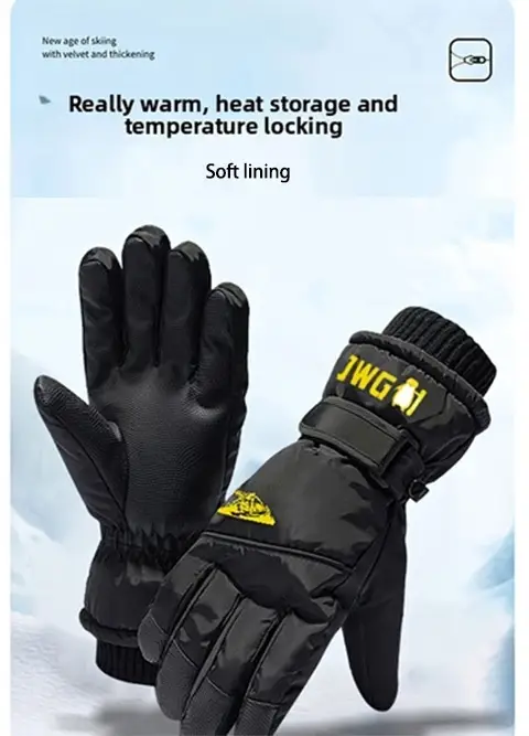 winter skihandschoenen voor heren, warme sneeuwhandschoenen, dik voor buitensporten,   tegen regen en sneeuw, gemakkelijk schoon te maken, hoogwaardige skispullen, pluche, koubestendig Productgegevens 6