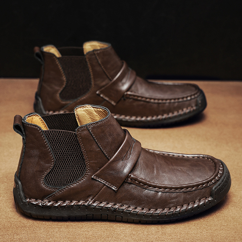 Men's Chelsea Boots, Comfy Non Slip Boots Dress Boots Casual Ankle Boots High-top Slip On Dress Shoes