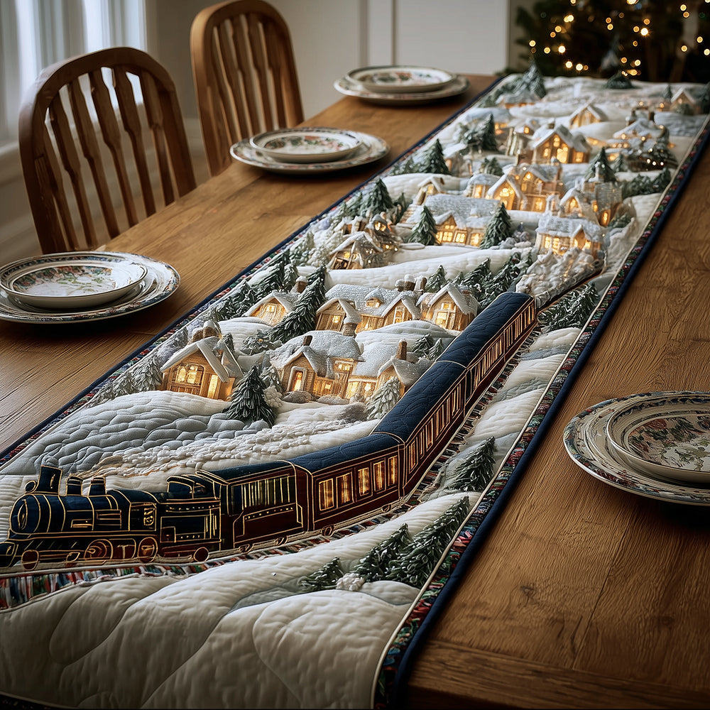 Winter Train Quilted Table Runner NCU0VT299