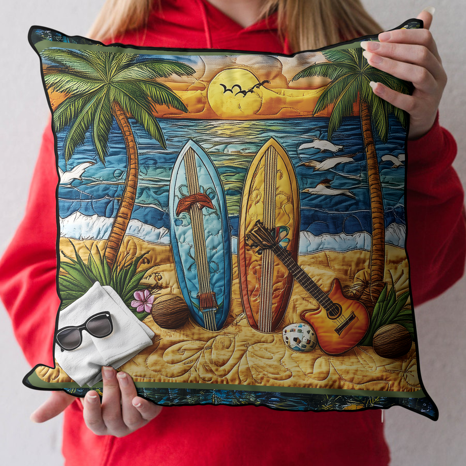 Adventure Surfboard Quilted Pillow Case NCU0DK7891