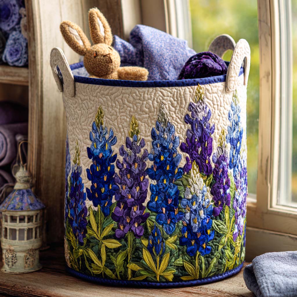 Bluebonnet Dream Path Quilted Laundry Basket NCU0NNT1301