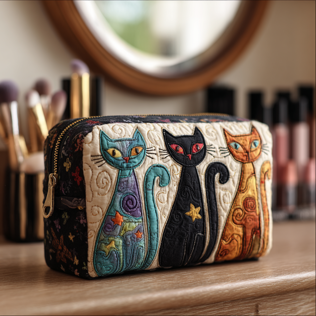 Cat Glow Quilted Makeup Bag NCU0DK10145