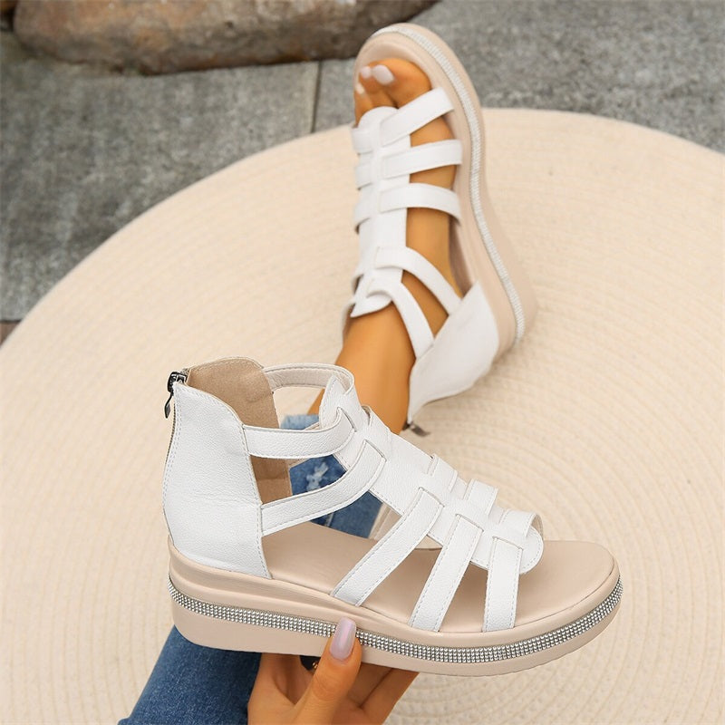 Women's wedge heel rhinestone platform orthotic sandals