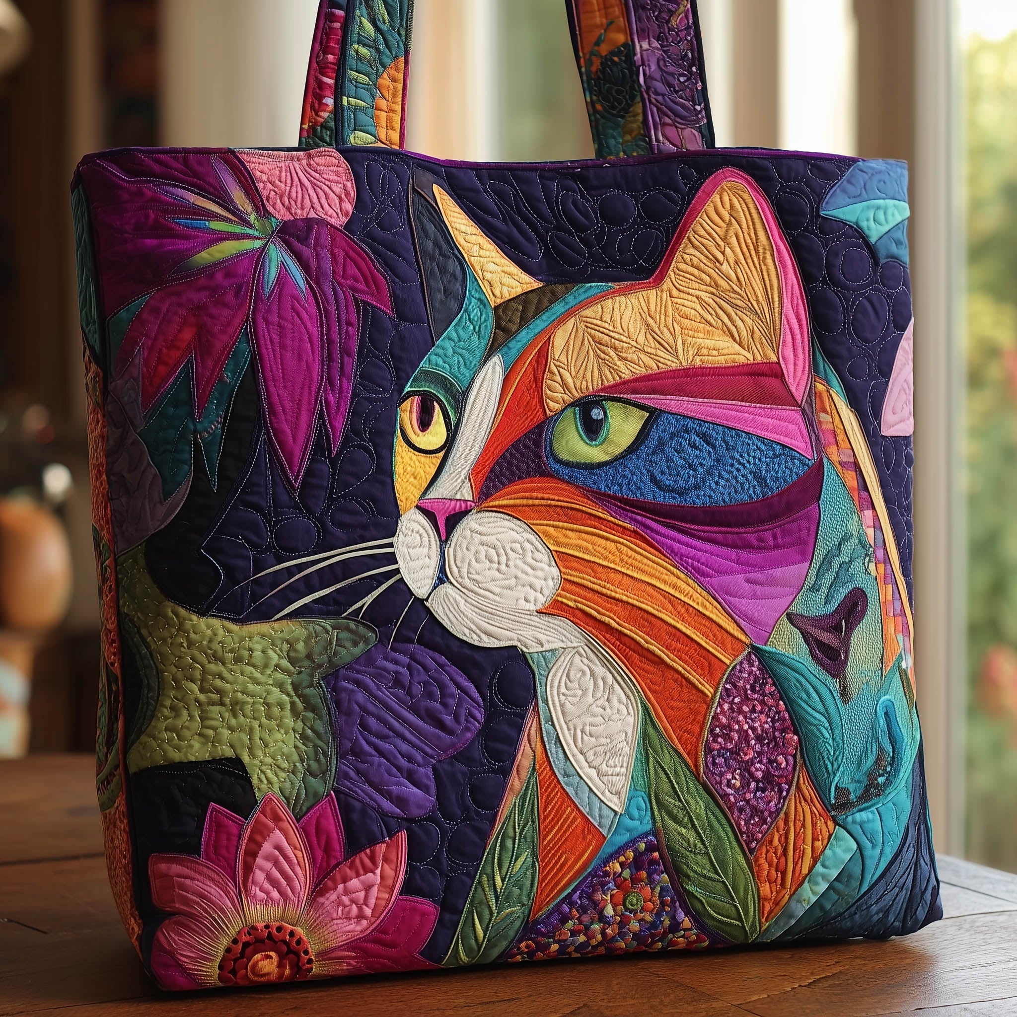 Whimsical Cat Quilted Tote Bag GFTONL5027