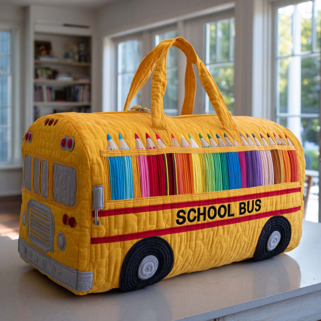 School Bus Quilted Duffle Bag NCU0VT243