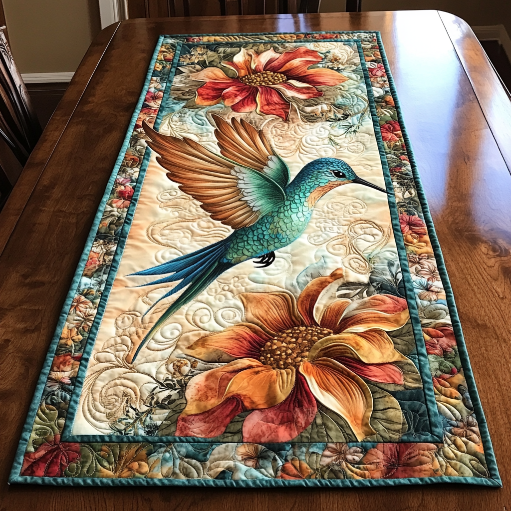 Hummingbird Flight Quilted Table Runner NCU0DK7690