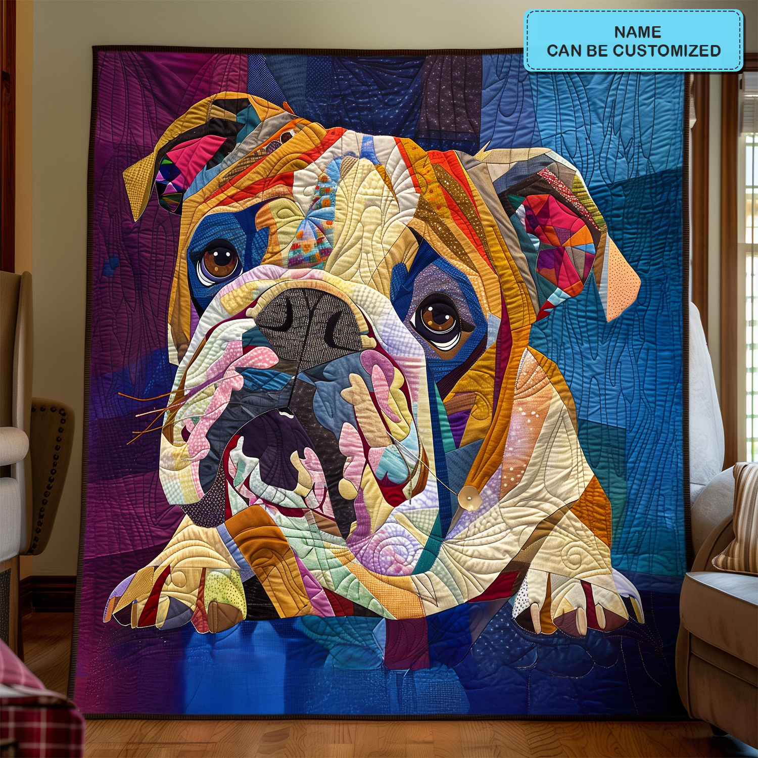 Bulldog Personalized Quilted Blanket