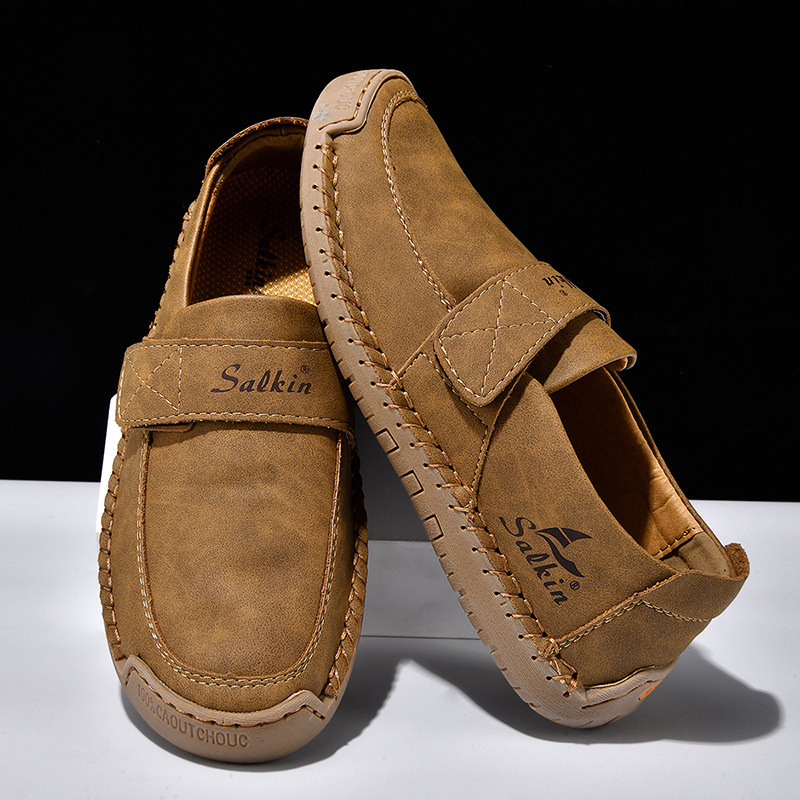 🐂 Men's Calfskin Casual Shoes 👞 Hand-sewn, slip-on design, easy to put on and take off ✅ Arch support - relieve pain and walk comfortably all day