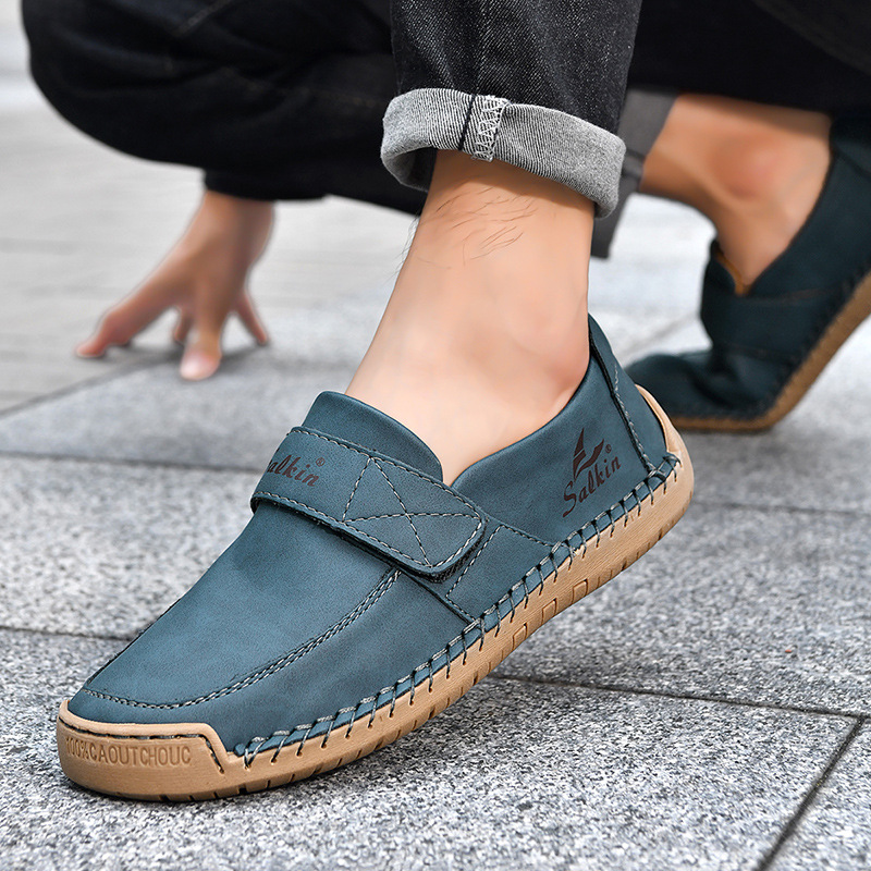 🐂 Men's Calfskin Casual Shoes 👞 Hand-sewn, slip-on design, easy to put on and take off ✅ Arch support - relieve pain and walk comfortably all day