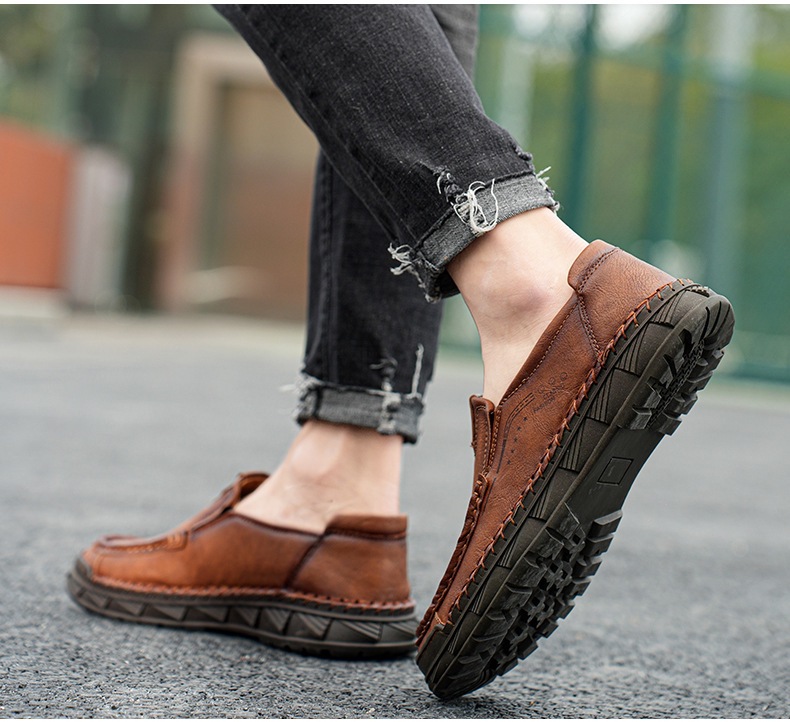 Last day for 50% off 🔥⏱️Christmas sale⏱️🔥Men's genuine leather hand-sewn slip-on loafers