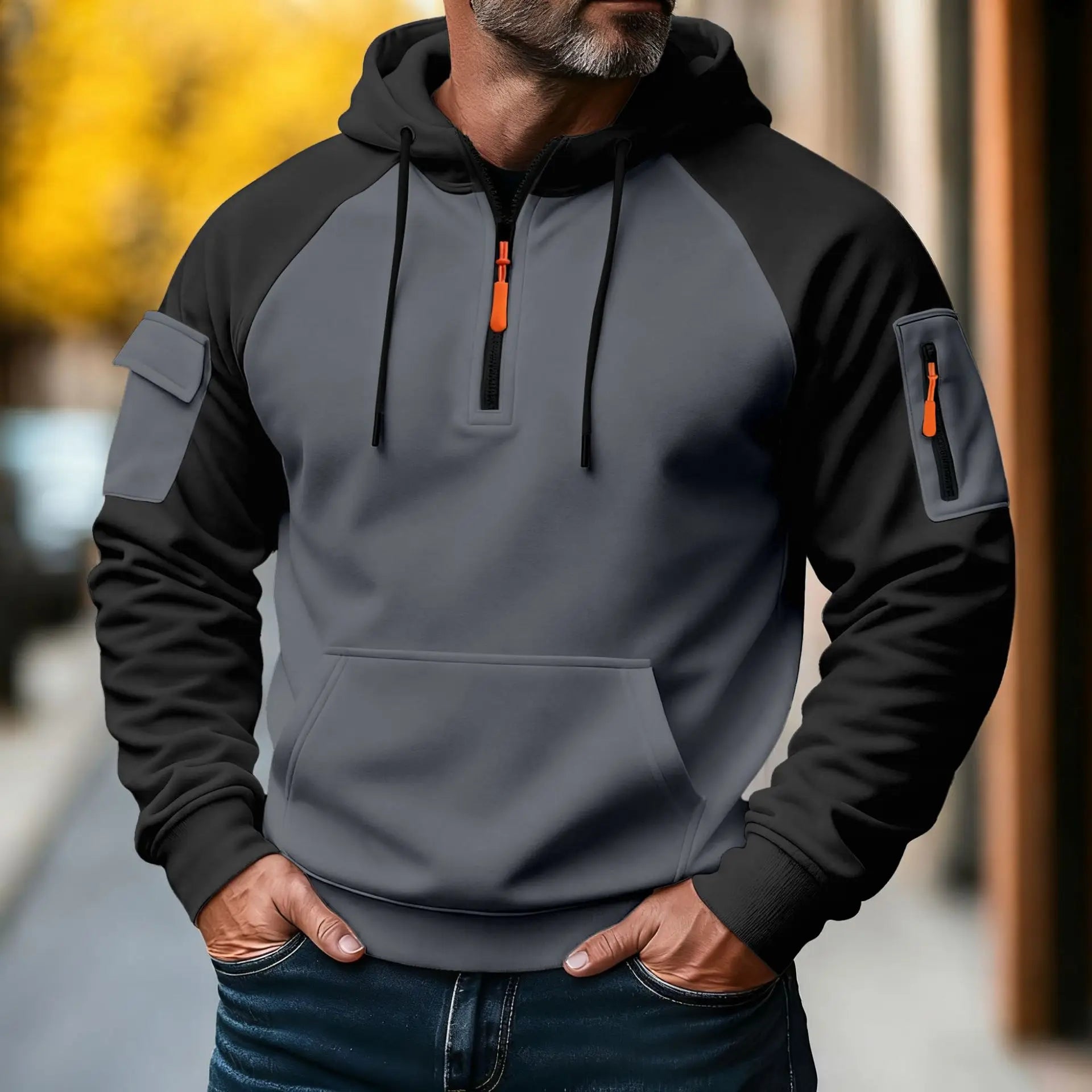 Men's autumn/winter zip-up hooded sweatshirt