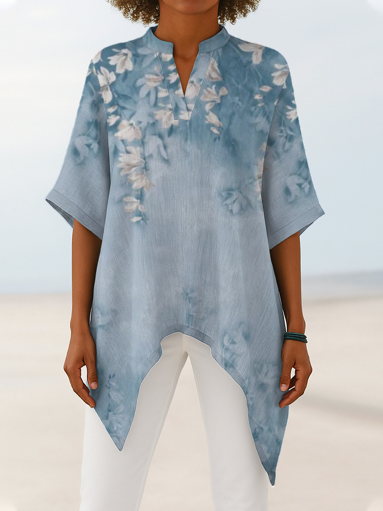 Women's Vintage Floral Print V Neck Dress