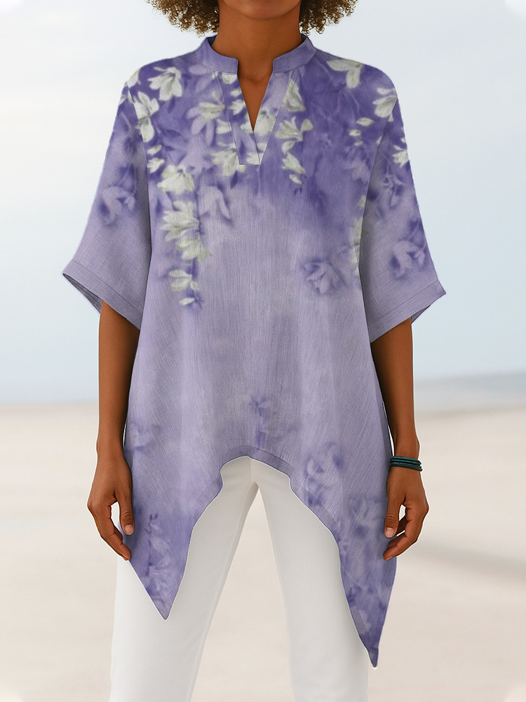 Women's Vintage Floral Print V Neck Dress