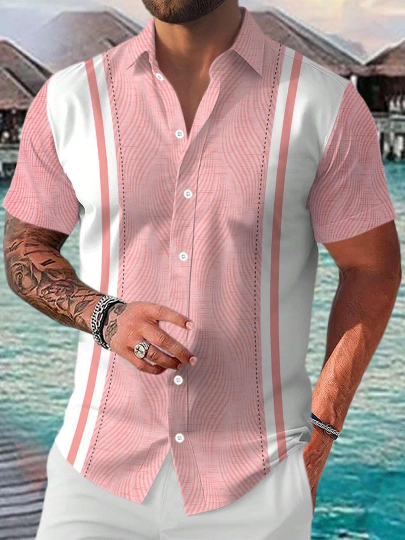Men's casual short-sleeved shirt