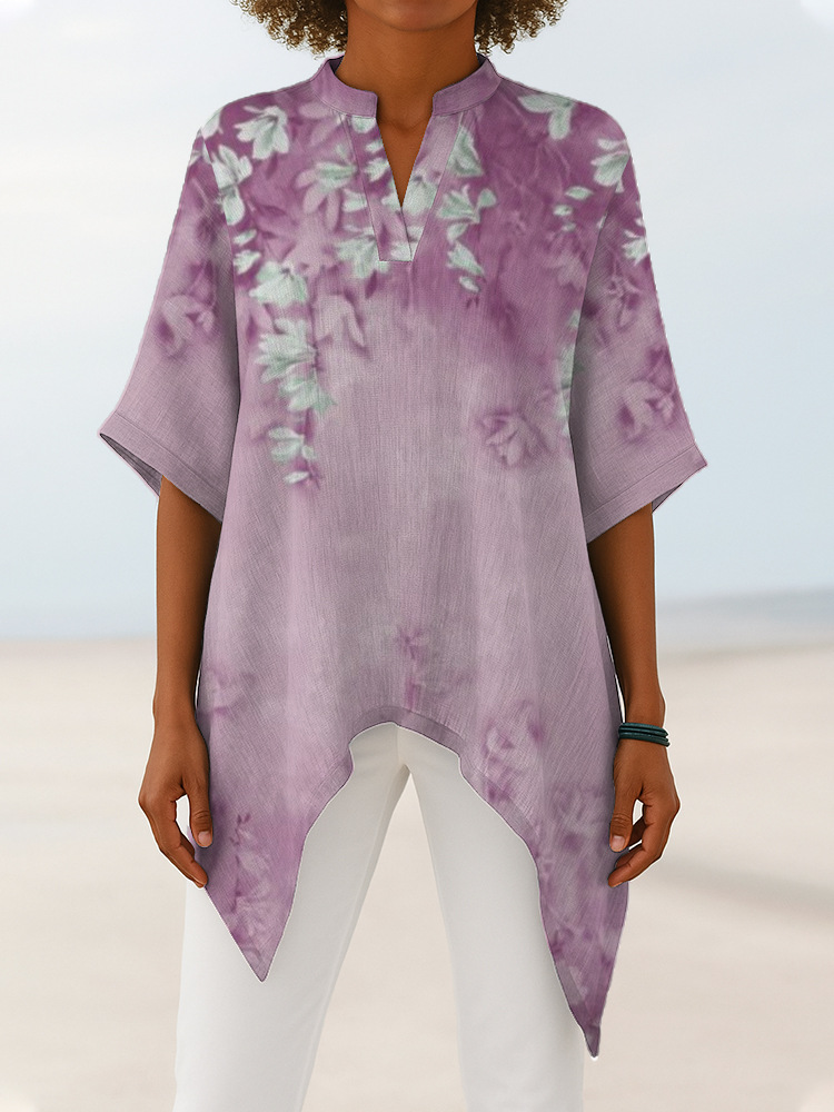 Women's Vintage Floral Print V Neck Dress